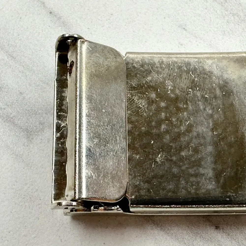 Silver Tone Web Clamp Military Style Slide Belt Buckle Simple Basic Unisex ✨